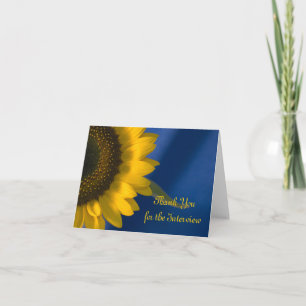 Yellow Sunflower on Blue Interview Thank You Card