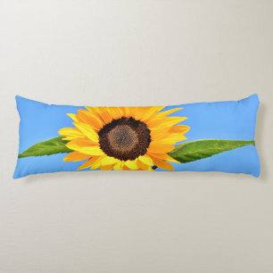 Yellow Sunflower on Blue Sky Body Pillow - Summer