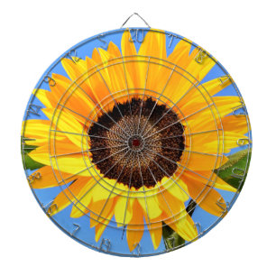 Yellow Sunflower on Blue Sky Dart Board