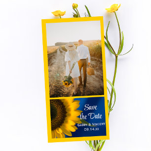 Yellow Sunflower on Blue Wedding Save the Date