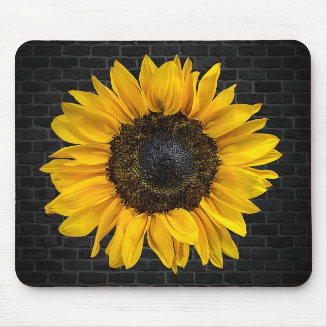 yellow sunflower on brick mouse mat (Front)