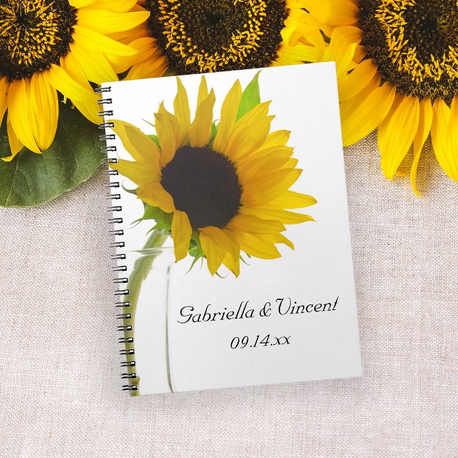 Yellow Sunflower on White Wedding Notebook (Creator Uploaded)