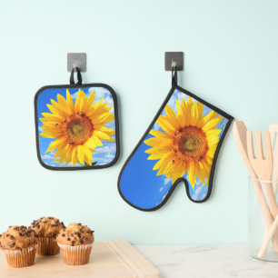 Yellow Sunflower Oven Mitt & Pot Holder Set