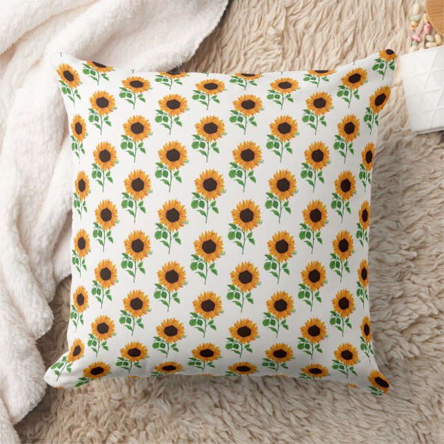 Yellow Sunflower Pattern Floral Cushion (Blanket)