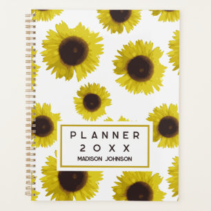 Yellow Sunflower Pattern Floral Personalised Planner