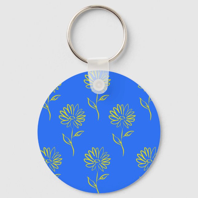 Yellow Sunflower Pattern  Key Ring (Front)