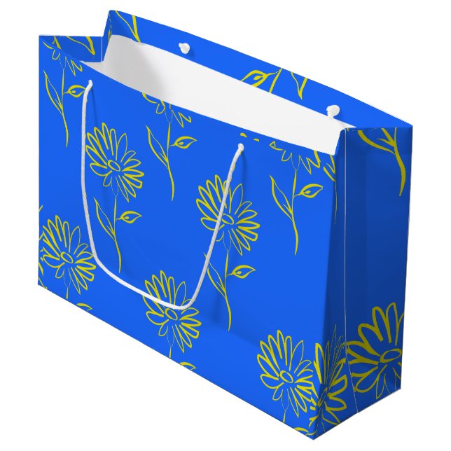 Yellow Sunflower Pattern Large Gift Bag (Front Angled)