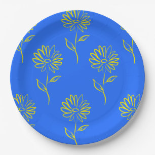 Yellow Sunflower Pattern  Paper Plate