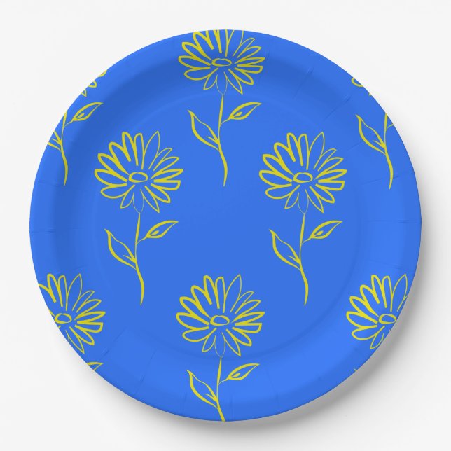 Yellow Sunflower Pattern  Paper Plate (Front)