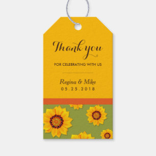 Yellow Sunflower Pattern Party Favours Gift Tags