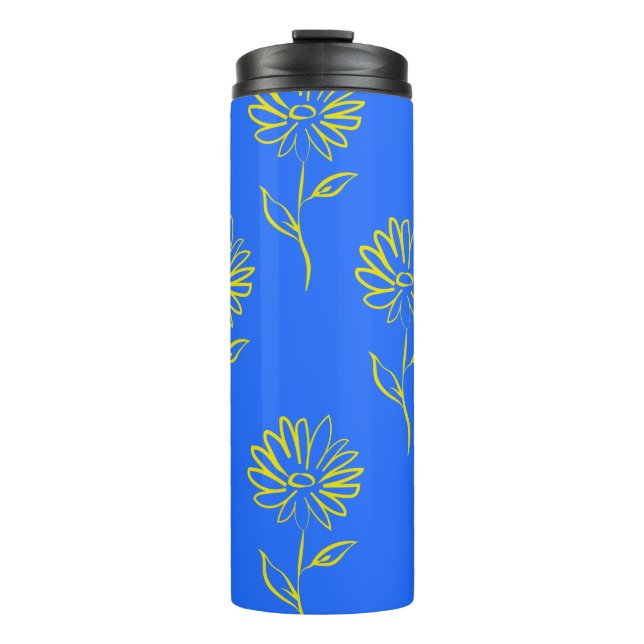 Yellow Sunflower Pattern Thermal Tumbler (Front)