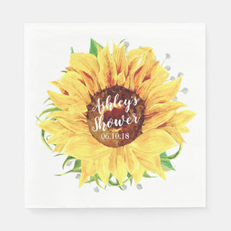 Yellow Sunflower Personalised Bridal Shower Napkin