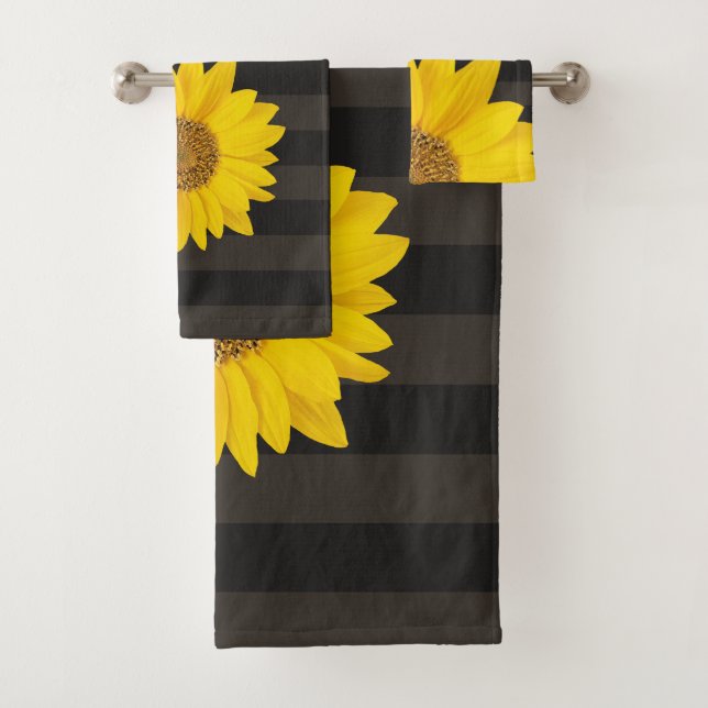 Yellow Sunflower Personalised Floral Bath Towel Set (Insitu)