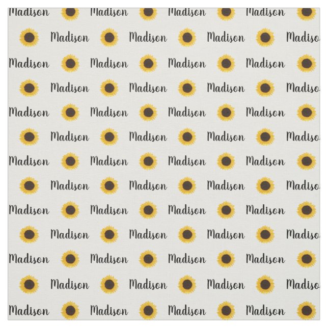 Yellow Sunflower Personalised Name Fabric (Swatch)
