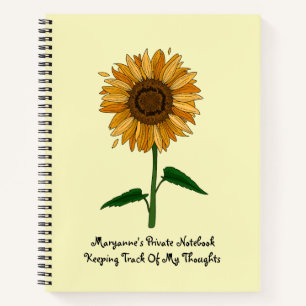 Yellow Sunflower Personalised Name & Message Notebook