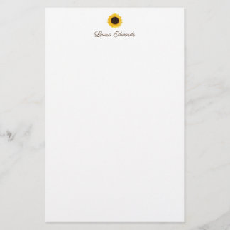 Yellow Sunflower Personalised Stationery Paper
