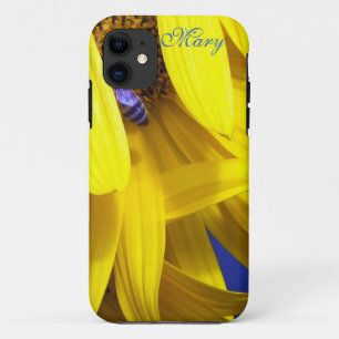 Yellow Sunflower Petals N Blue Bee iPhone 5  Case