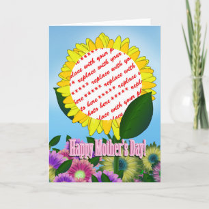 Yellow Sunflower Photo Frame for Mother's Day Card