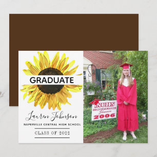 Yellow Sunflower Photo Graduation Announcement