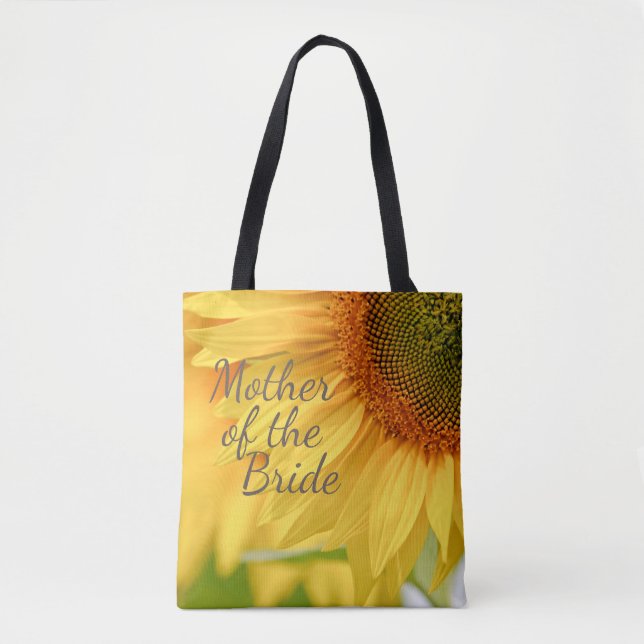 Yellow Sunflower Photo Rustic Country Mother Bride Tote Bag (Front)