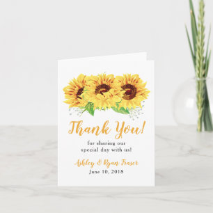Yellow Sunflower Photo Wedding Thank You