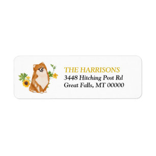 Yellow Sunflower Pomeranian Return Address