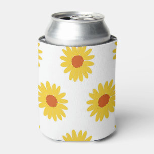 Yellow Sunflower Pretty Retro Y2K Pattern Can Cooler