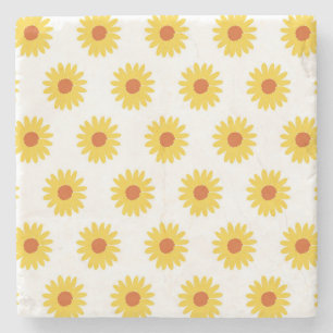 Yellow Sunflower Pretty Retro Y2K Pattern Stone Coaster