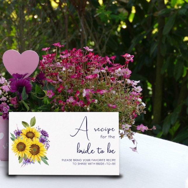 Yellow  sunflower purple watercolor bridal shower  enclosure card (Creator Uploaded)
