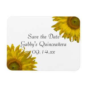 Yellow Sunflower Quinceanera Save the Date Magnet