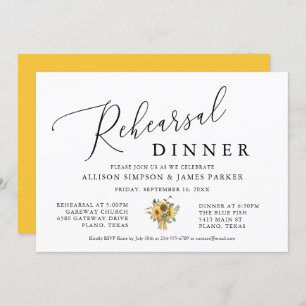 Yellow Sunflower Rehearsal Dinner Invitation
