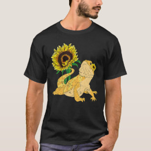 Yellow Sunflower Reptile Animal Lizard Pet Bearded T-Shirt