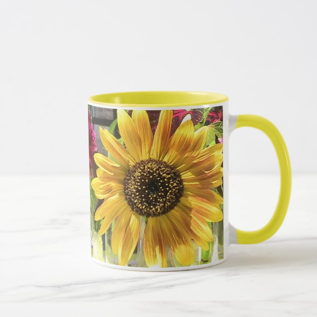 Yellow Sunflower Ringer Mug (Right)