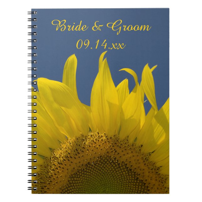 Yellow Sunflower Rising Wedding Guest Book (Front)