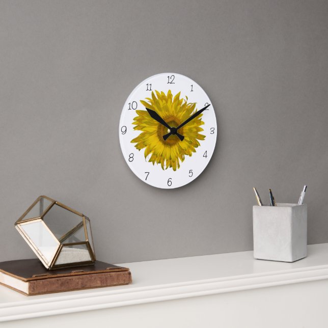 Yellow Sunflower Round Clock (Office)