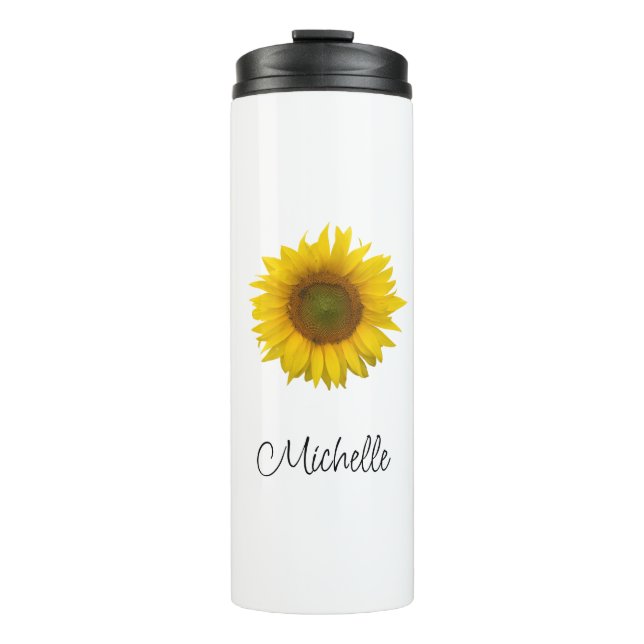 Yellow Sunflower Rustic Botanical Thermal Tumbler (Front)