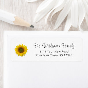 Yellow Sunflower Rustic Country Return Address