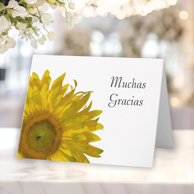 Yellow Sunflower Spanish Thank You Note Gracias Card (Creator Uploaded)
