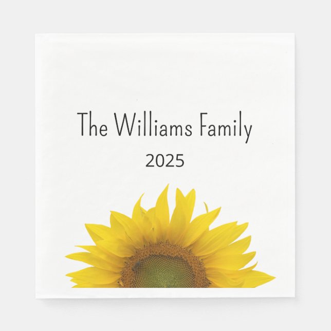 Yellow Sunflower Summer Family Reunion Barbecue Napkin (Front)
