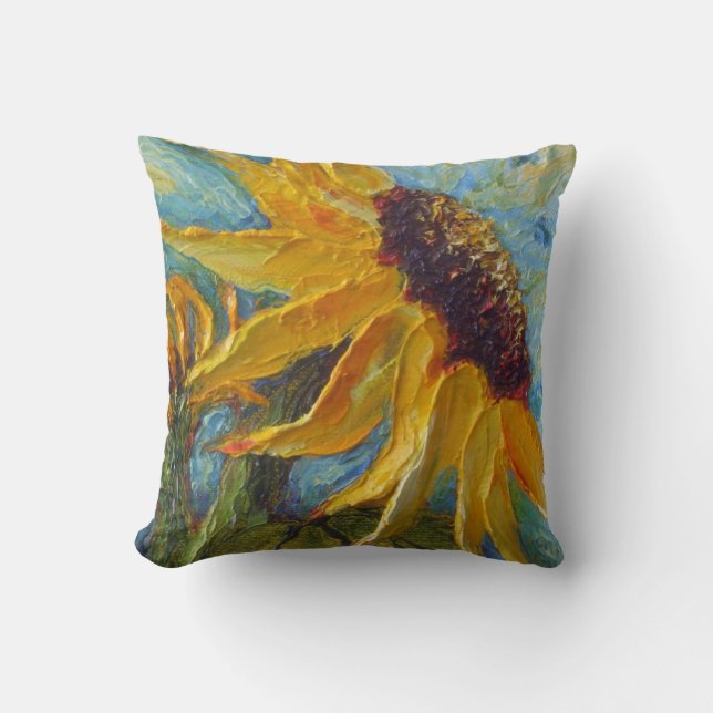 Yellow Sunflower Throw Pillow (Front)