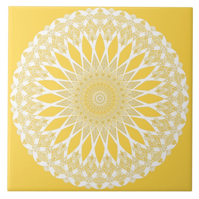 Yellow Sunflower Tristyns Mandala Tile (Front)