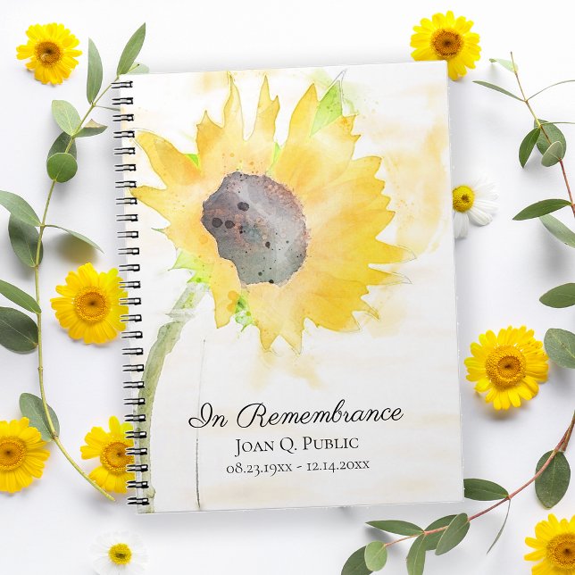 Yellow Sunflower Vase Celebration of Life Funeral Notebook (Creator Uploaded)