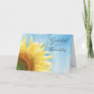 Yellow Sunflower Watercolor Happy Friendship Day Card