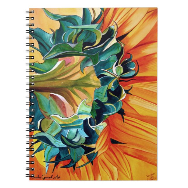 Yellow Sunflower watercolor original art painting Notebook (Front)