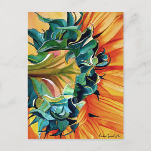 Yellow Sunflower watercolor original art painting Postcard