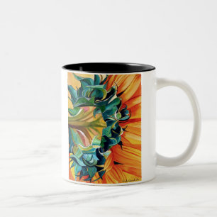 Yellow Sunflower watercolor original art painting Two-Tone Coffee Mug
