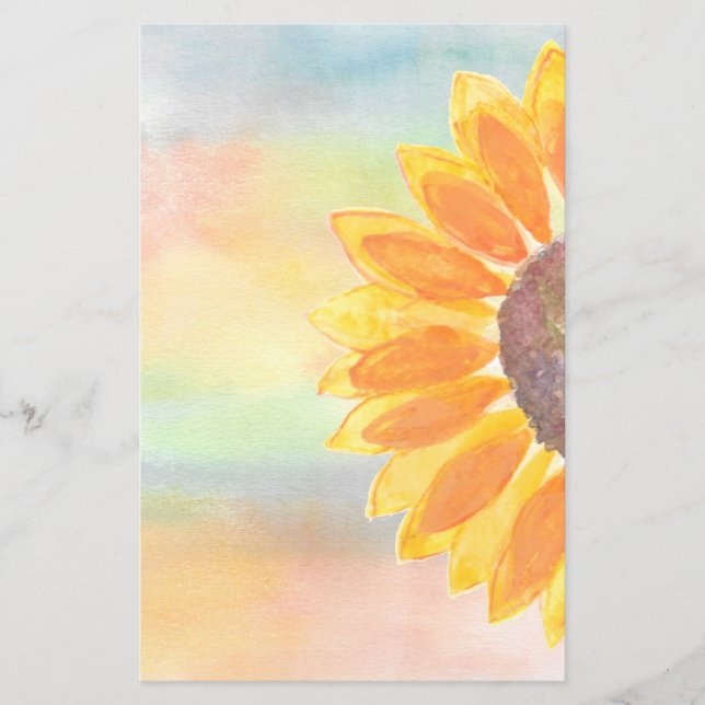 Yellow Sunflower Watercolor Paper Sheet (Front)