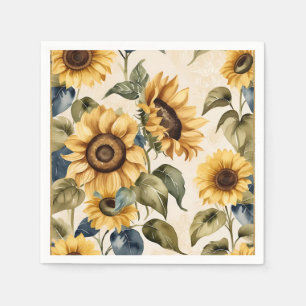 Yellow Sunflower Watercolor Pattern Napkin
