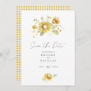 Yellow Sunflower Watercolor Wedding Invitation