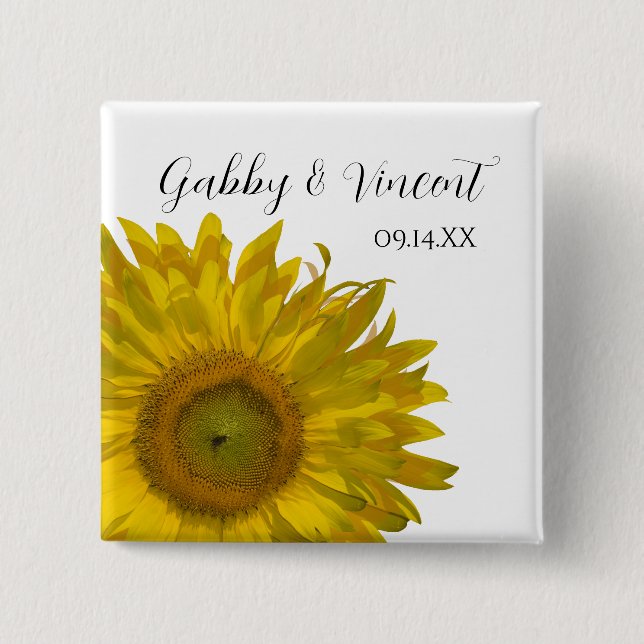 Yellow Sunflower Wedding 15 Cm Square Badge (Front)